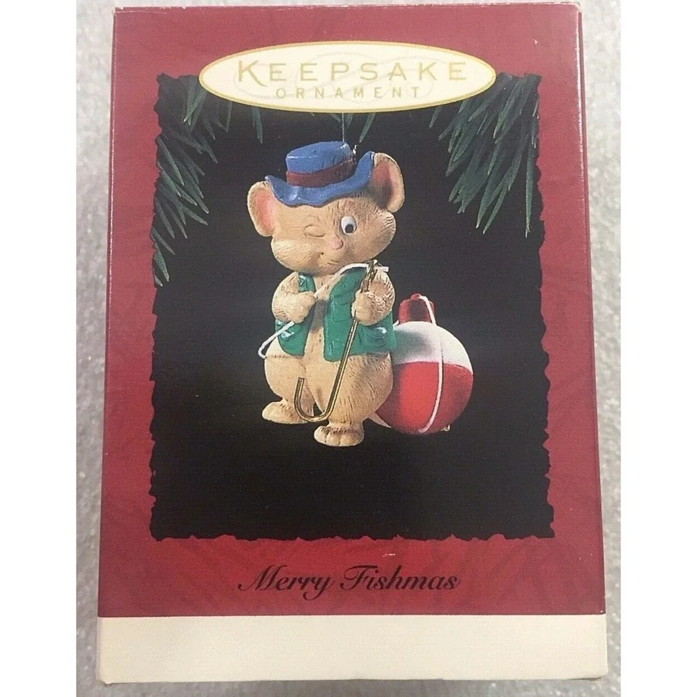 Hallmark  Keepsake Ornament Handcrafted Dated 1994‎ Merry Fishmas Mouse